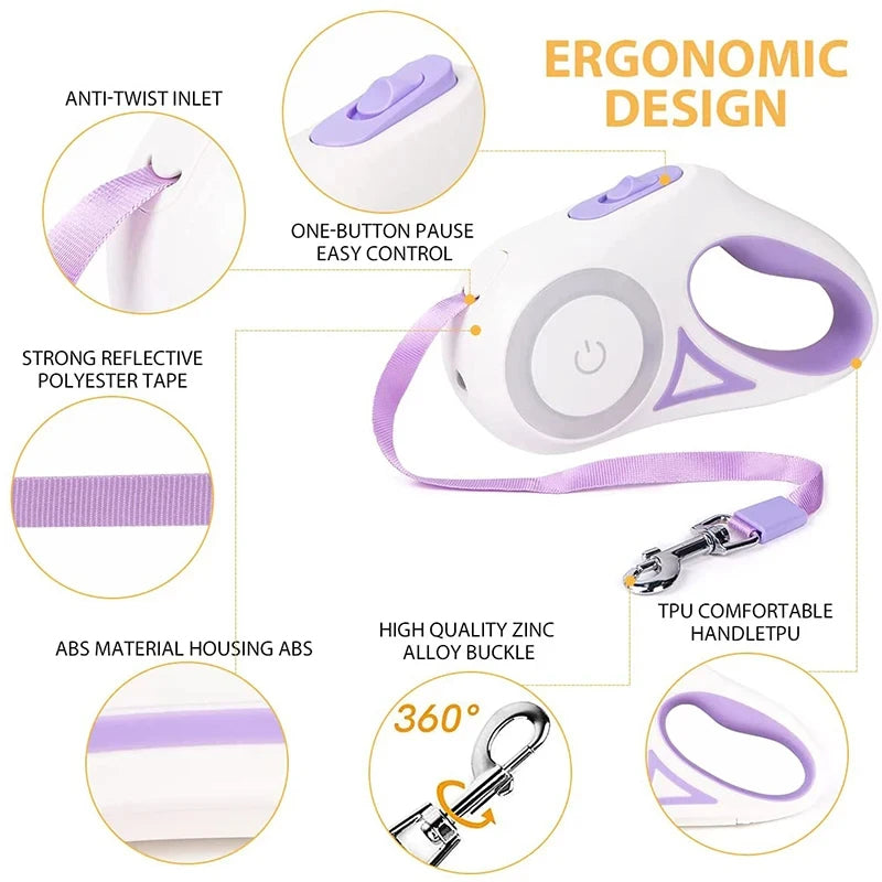 Automatic Retractable Luminous Dog Walking Lead