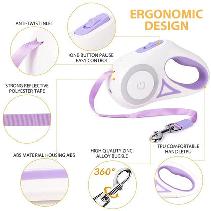 Automatic Retractable Luminous Dog Walking Lead